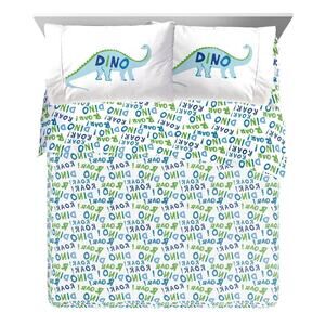 NEW Sunny Side Up Dino Roar Full Double Bed Size Sheets  4 Piece Set Dinosaur